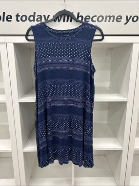 Sonoma Navy Blue Patterned Sleeveless Swing Dress